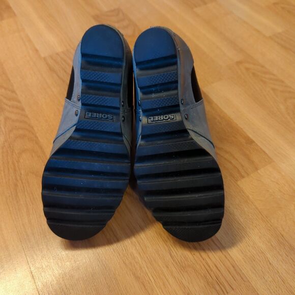 Sorel Lea Wedge Ankle Boots Womens 7 Gray Leather Slip On Waterproof Heel - Picture 6 of 7